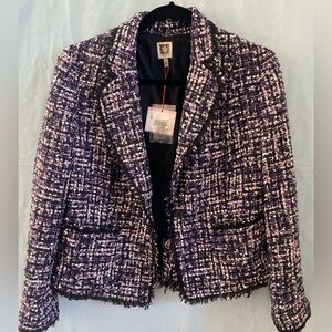 Anne Klein Women's Tweed Blazer - Purple and Black